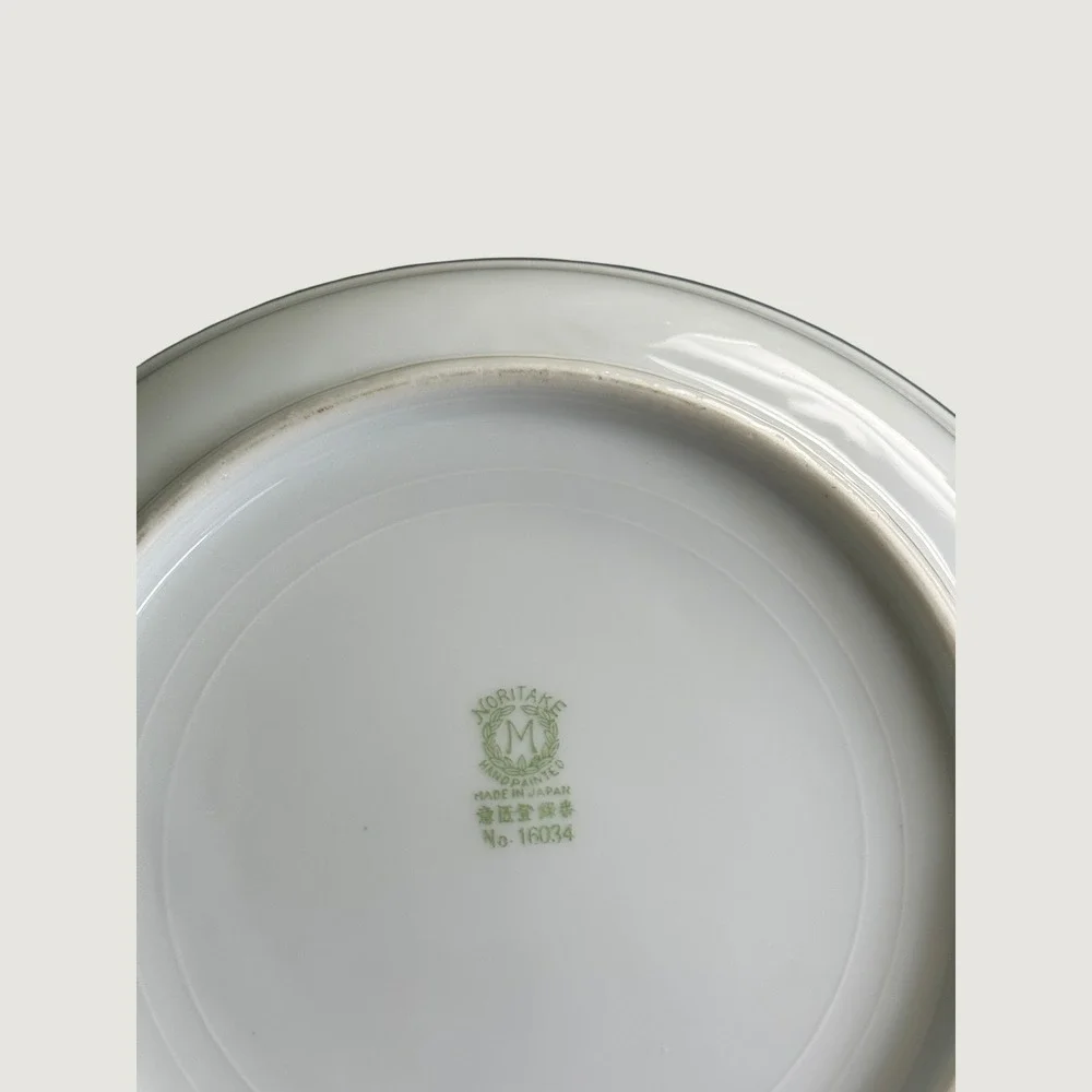 Four Vintage Noritake Christmas Ball 175 Gold Scroll Floral 7.5